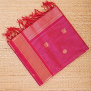 Rani Pink Podikattam mercerized silk cotton  Saree