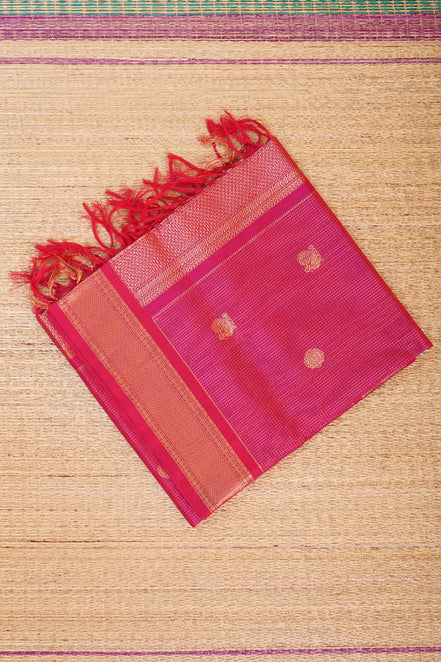 Rani Pink Podikattam mercerized silk cotton  Saree
