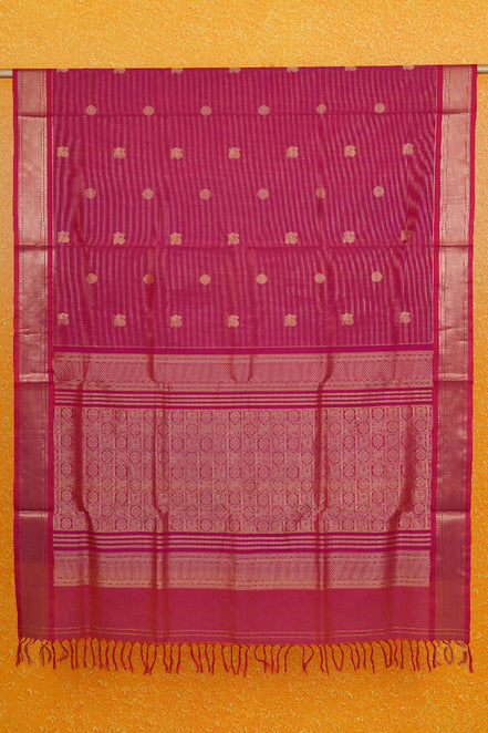 Rani Pink Podikattam mercerized silk cotton  Saree