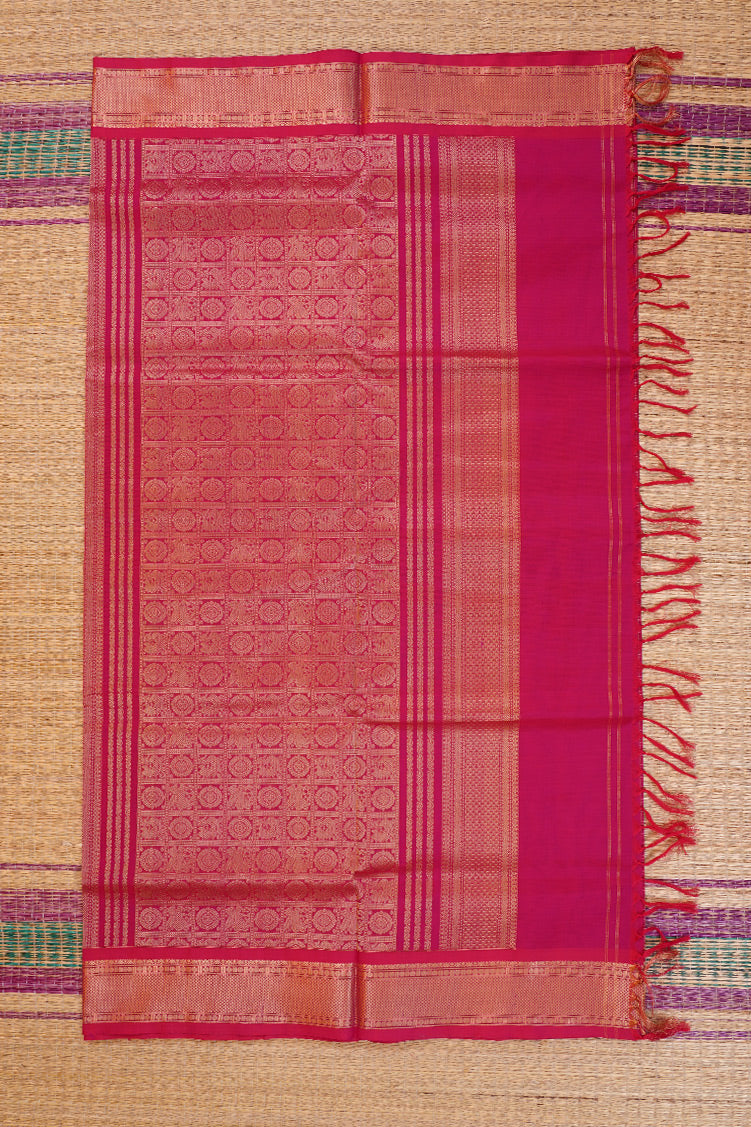 Rani Pink Podikattam mercerized silk cotton  Saree