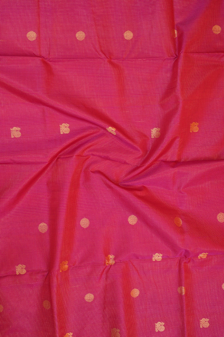 Rani Pink Podikattam mercerized silk cotton  Saree
