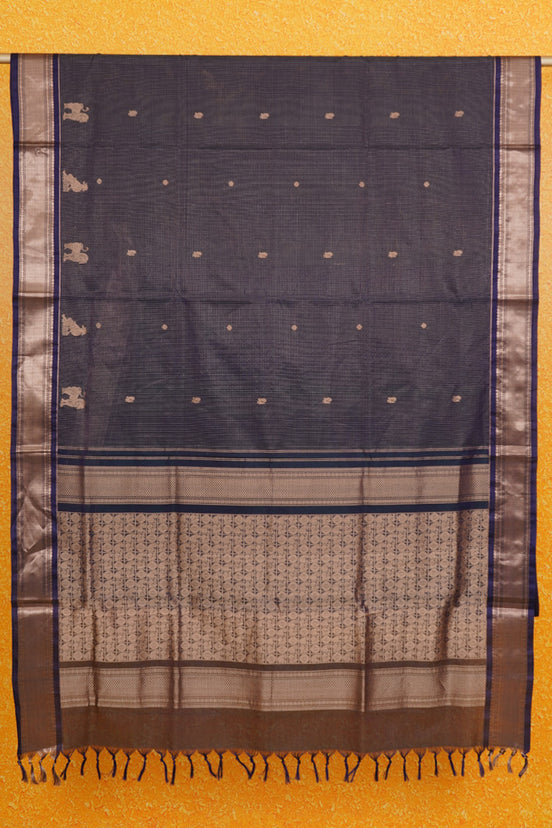 Navy Mercerized Silk Cotton Saree