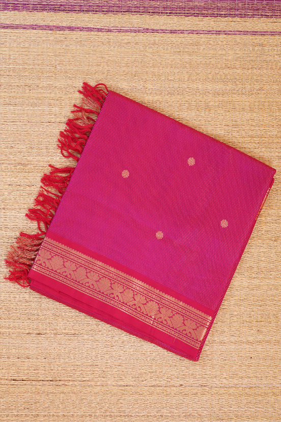 Dual Tone Blue Green Podikattam Mercerised Silk Cotton Saree