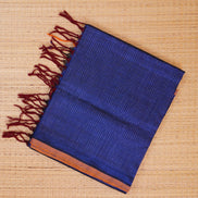 Blue Mercerized Silk cotton Saree