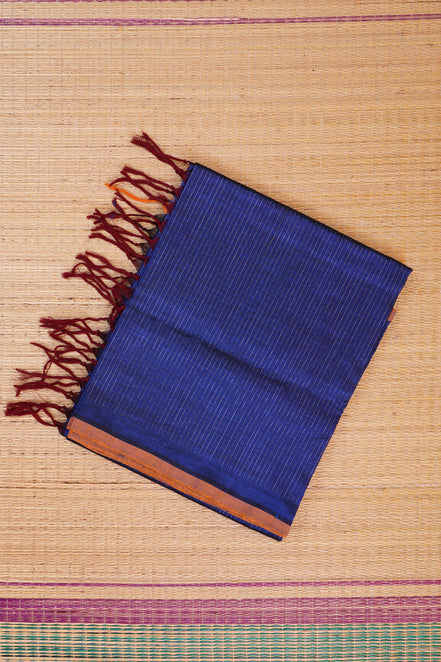 Blue Mercerized Silk cotton Saree