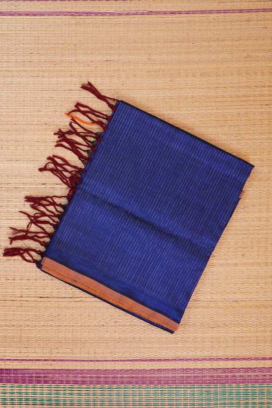 Blue Mercerized Silk Cotton Saree