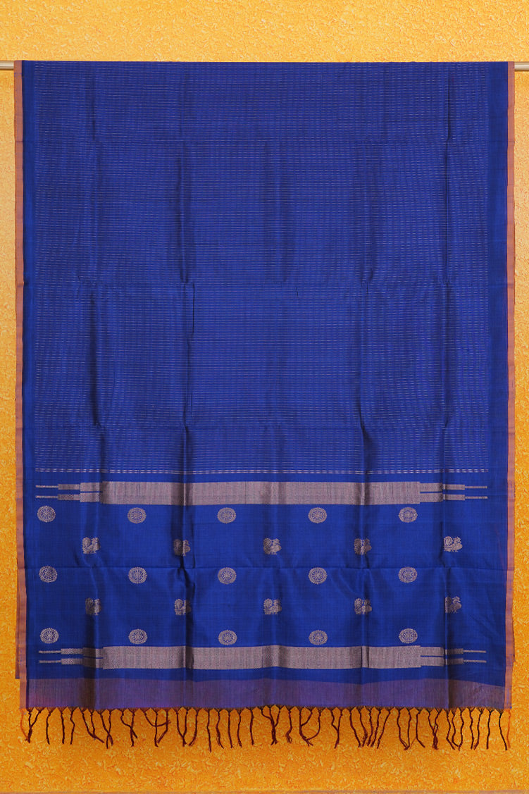 Blue Mercerized Silk cotton Saree