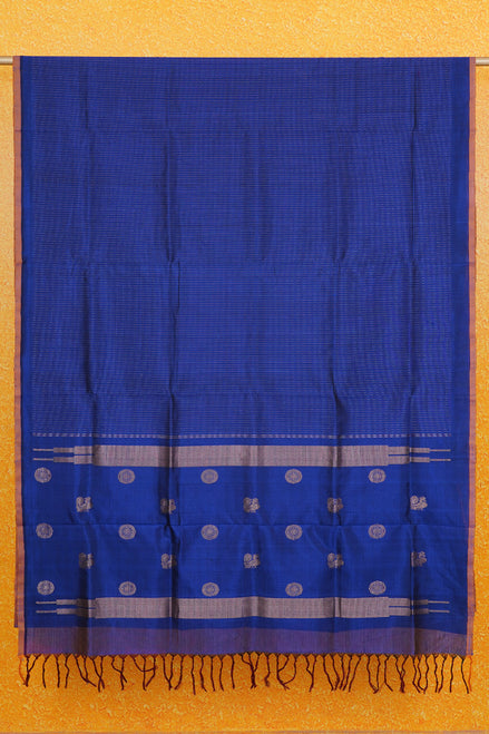 Blue Mercerized Silk Cotton Saree
