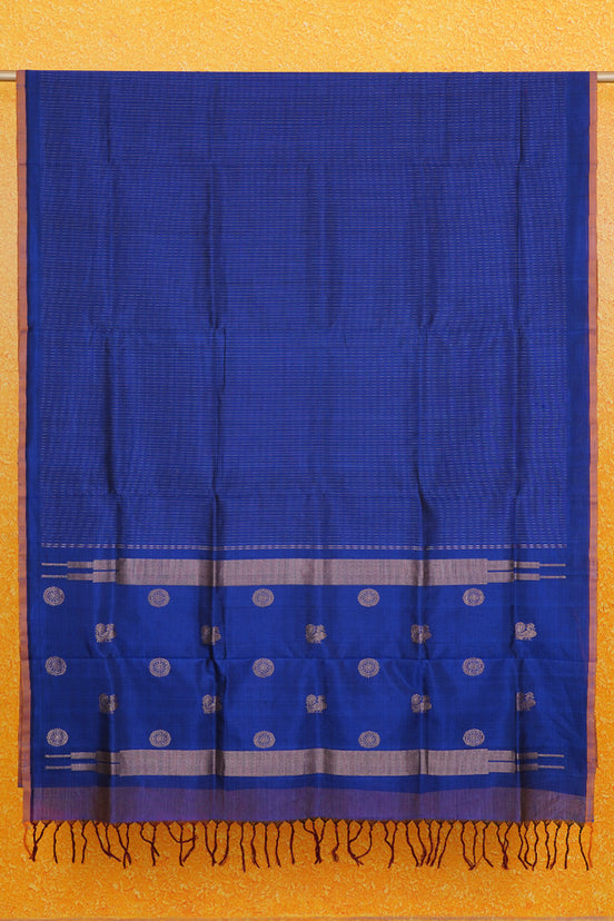 Blue Mercerized Silk Cotton Saree