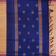 Blue Mercerized Silk cotton Saree