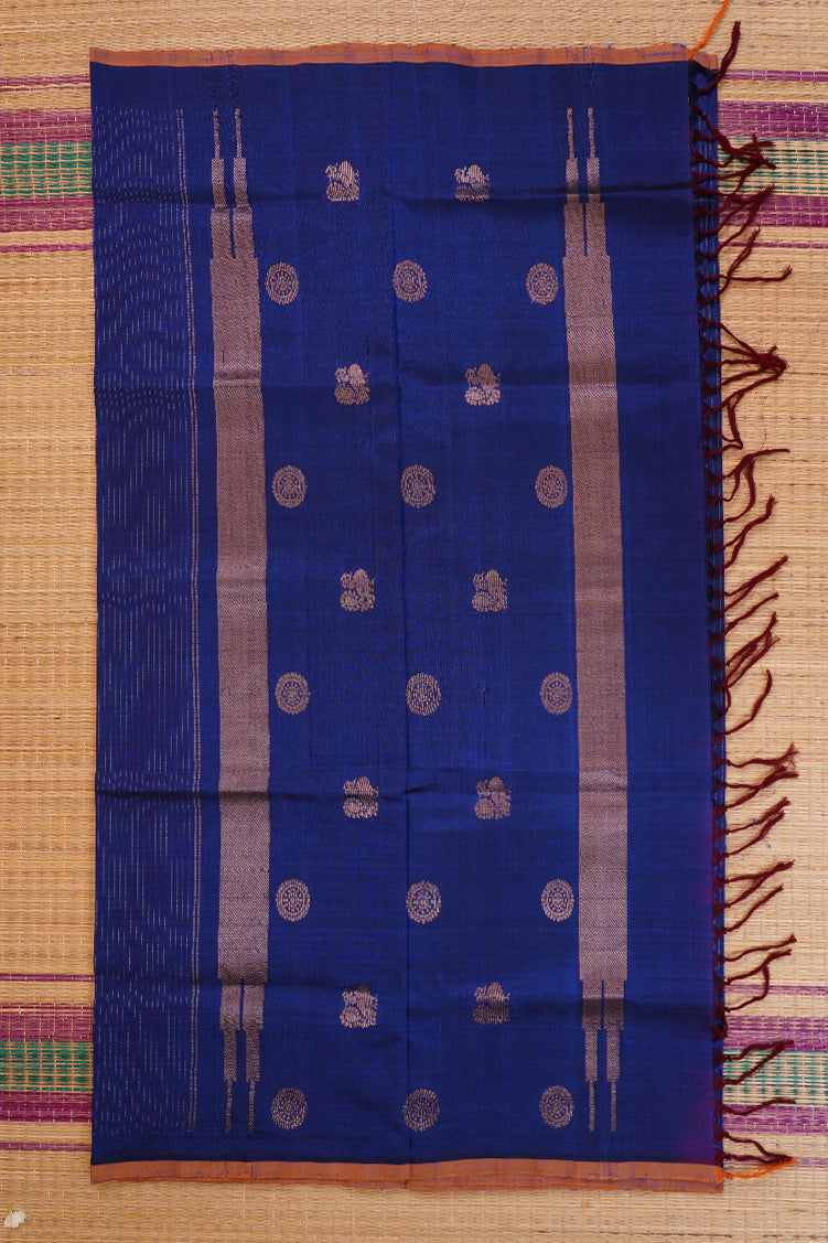 Blue Mercerized Silk cotton Saree