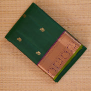Forest Green with Magenta Borders Lightweight Kanchipuram Soft silk saree