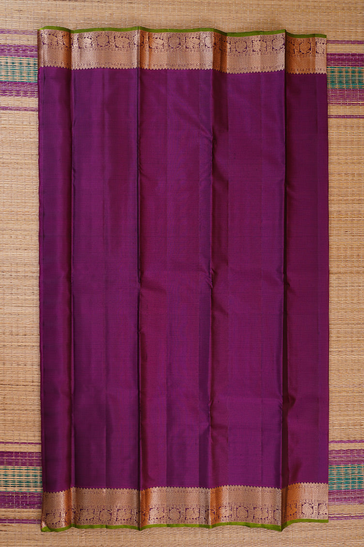 Forest Green with Magenta Borders Lightweight Kanchipuram Soft silk saree