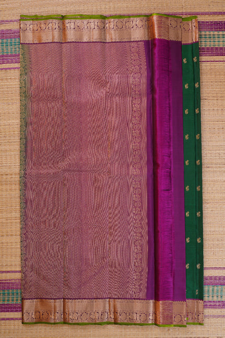 Forest Green with Magenta Borders Lightweight Kanchipuram Soft silk saree