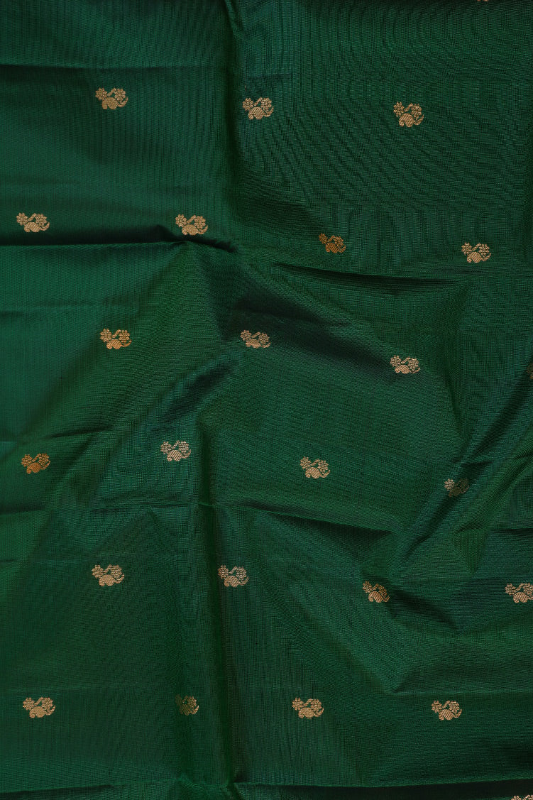Forest Green with Magenta Borders Lightweight Kanchipuram Soft silk saree