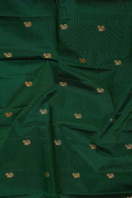 Forest Green with Magenta Borders Lightweight Kanchipuram Soft silk saree