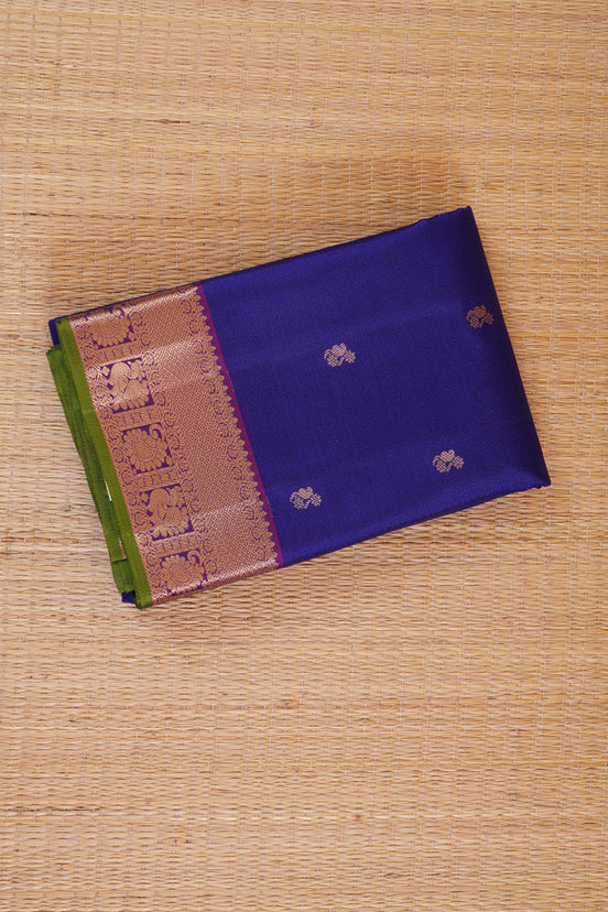 Royal Blue with Purple Borders Lightweight Kanchipuram Soft Silk Saree