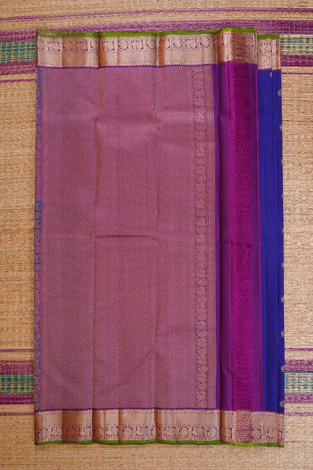 royal Blue with Purple Borders Lightweight Kanchipuram Soft Silk Saree