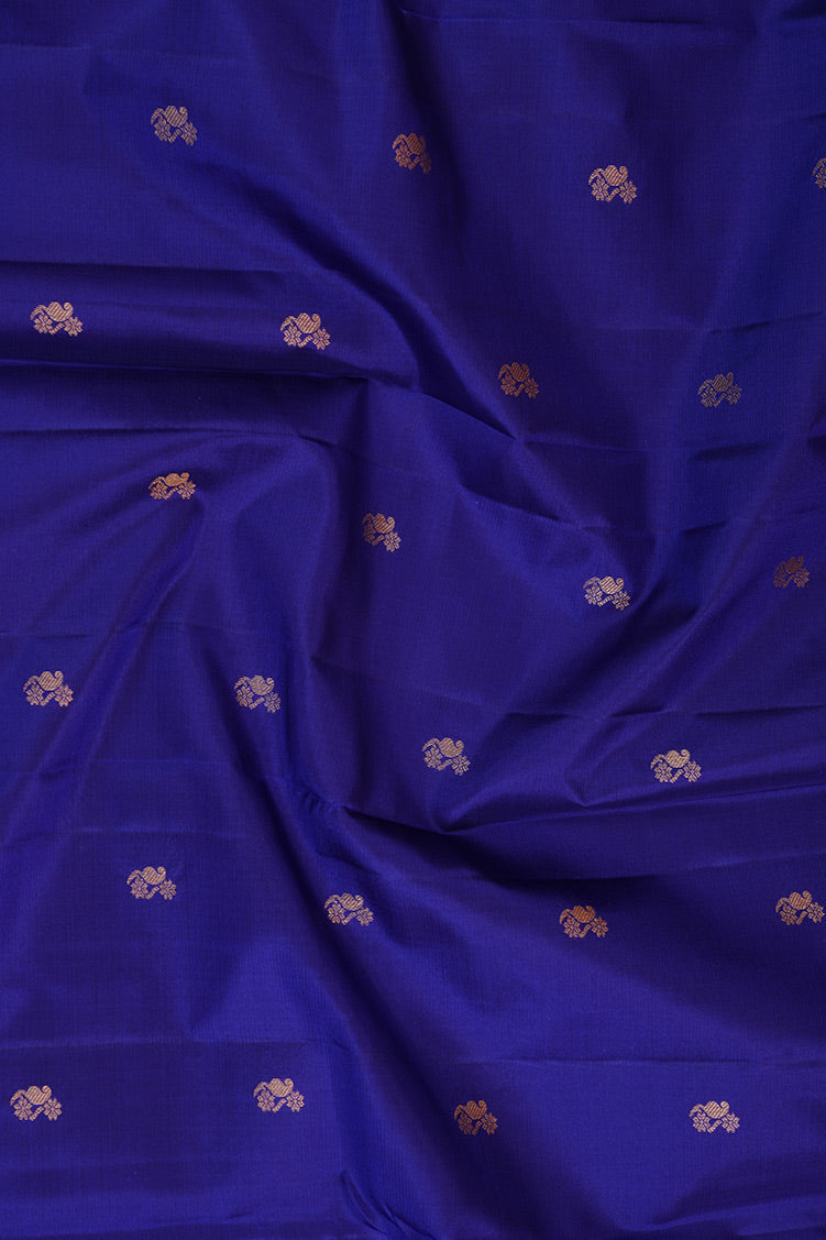 royal Blue with Purple Borders Lightweight Kanchipuram Soft Silk Saree