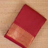Red single tone Podikattam Lightweight Kanchipuram saree