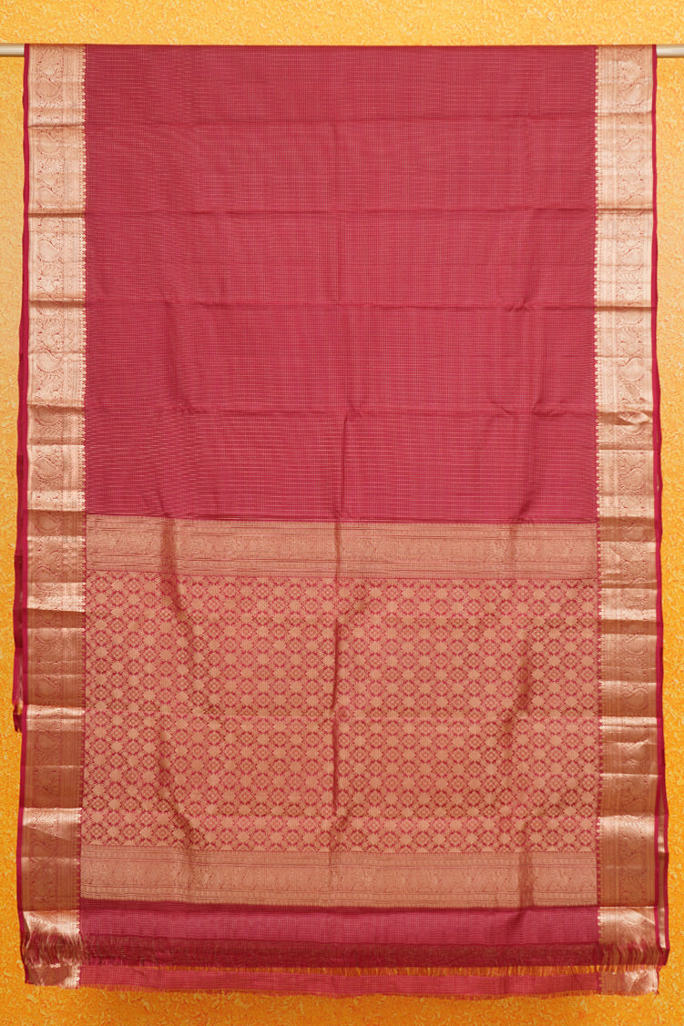 Red single tone Podikattam Lightweight Kanchipuram saree