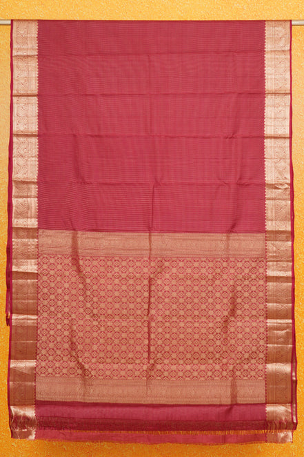 Red single tone Podikattam Lightweight Kanchipuram saree