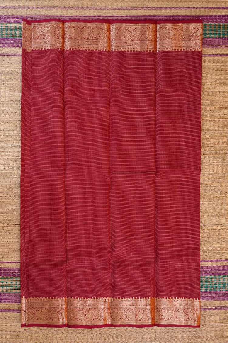 Red single tone Podikattam Lightweight Kanchipuram saree