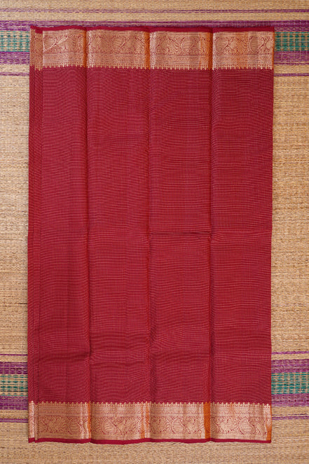Red single tone Podikattam Lightweight Kanchipuram saree