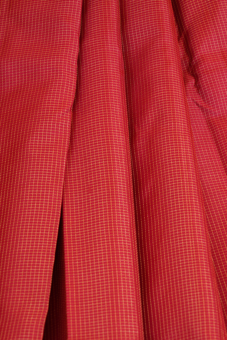 Red single tone Podikattam Lightweight Kanchipuram saree