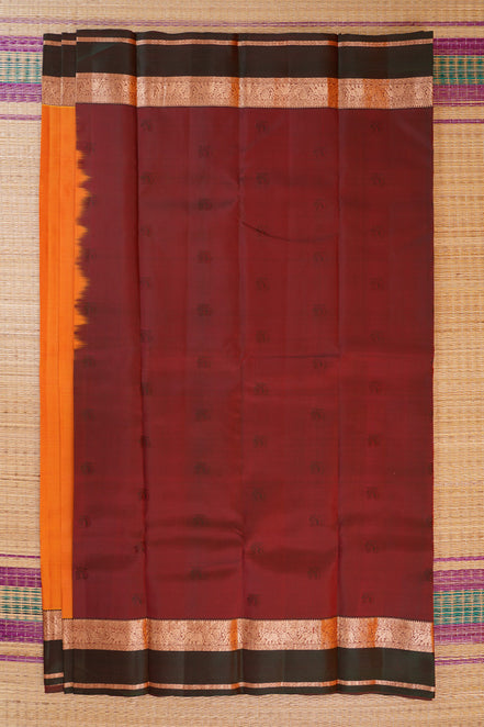 Mampazam yellow with Green borders Lightweight Kanchipuram Saree