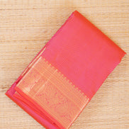 Dual tone Pink  with yello shot Podikattam Lightweight Kanchipuram saree