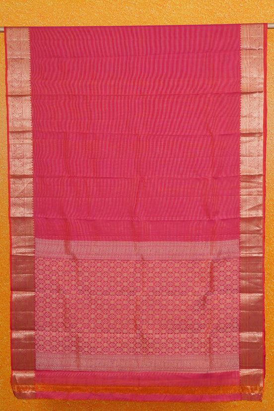 Red Single tone Podikattam Lightweight Kanchipuram Saree