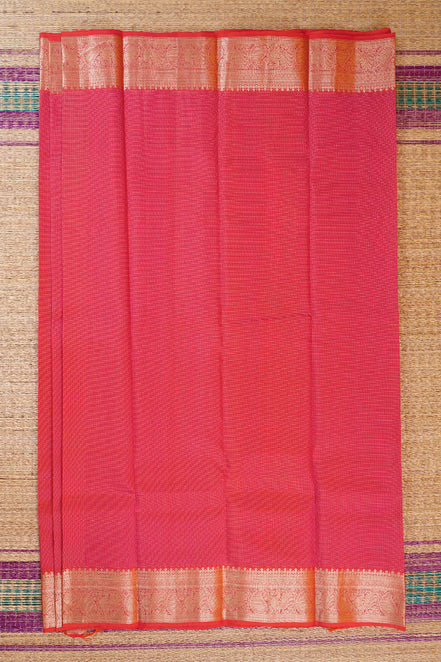 Dual tone Pink  with yello shot Podikattam Lightweight Kanchipuram saree