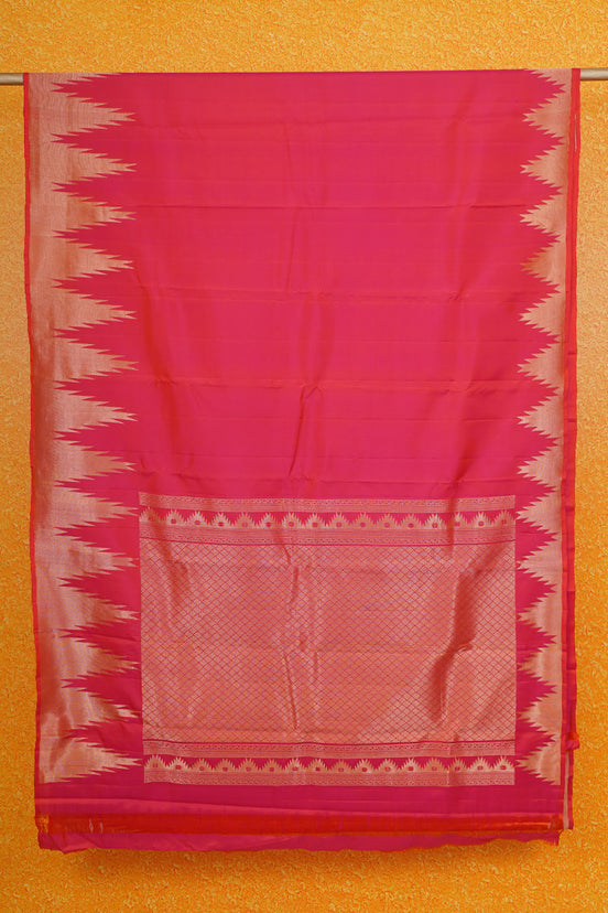 Dual-Tone Pink with Orange Shot Lightweight Kanchipuram Silk Saree