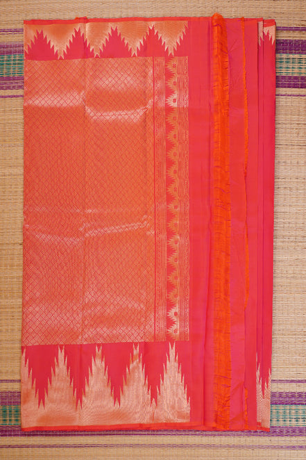 Dual-Tone Pink with Orange Shot Lightweight Kanchipuram Silk Saree