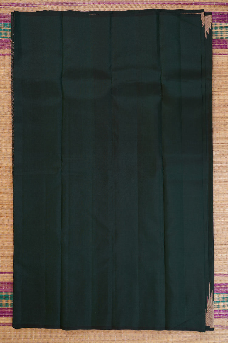 Bottle Green Lightweight Kanchipuram Silk Saree with Temple Borders