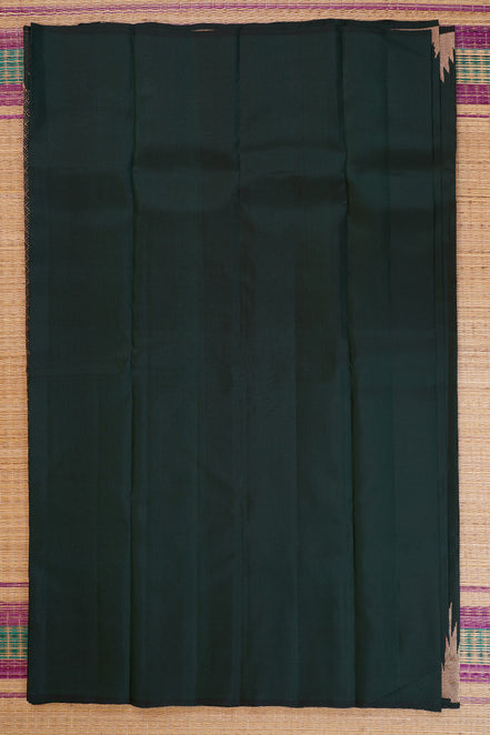 Bottle Green Lightweight Kanchipuram Silk Saree with Temple Borders