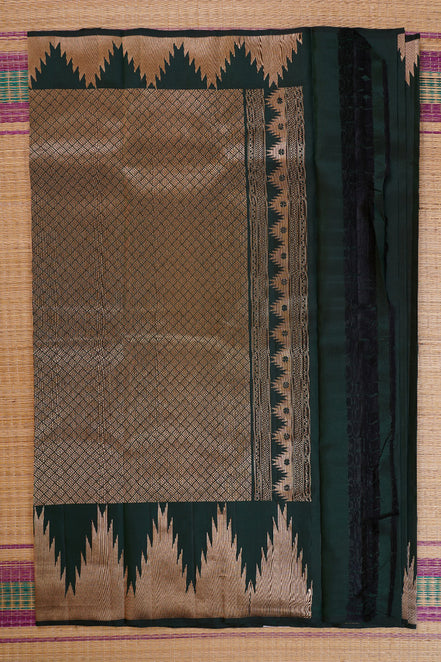 Bottle Green Lightweight Kanchipuram Silk Saree with Temple Borders