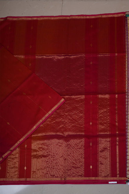 Pink radiant dual‑tone Kumkum Maheswari Handloom Silk Cotton Saree