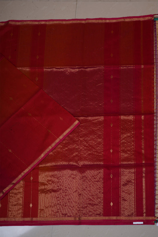 Pink radiant dual‑tone Kumkum Maheswari Handloom Silk Cotton Saree