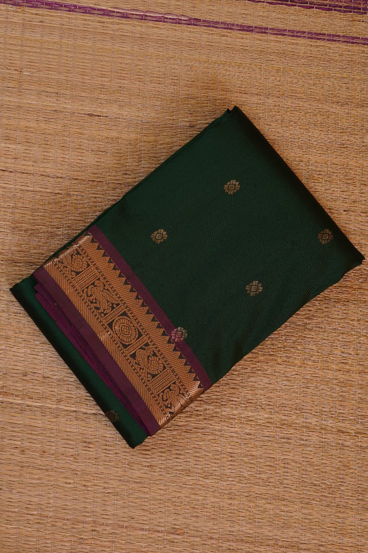 Green with Purple with Kamalam Butta Lightweight Kanchipuram Saree