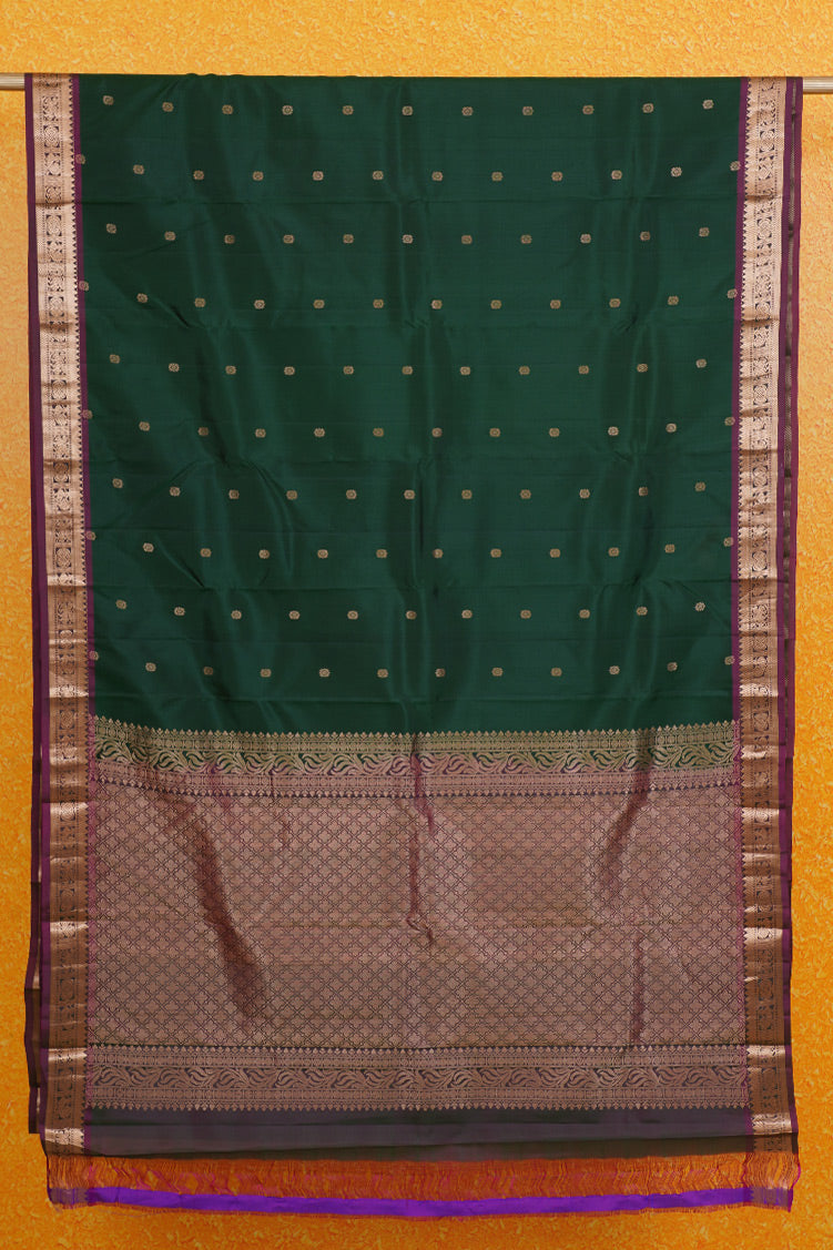 Green with Purple with Kamalam Butta Lightweight Kanchipuram Saree
