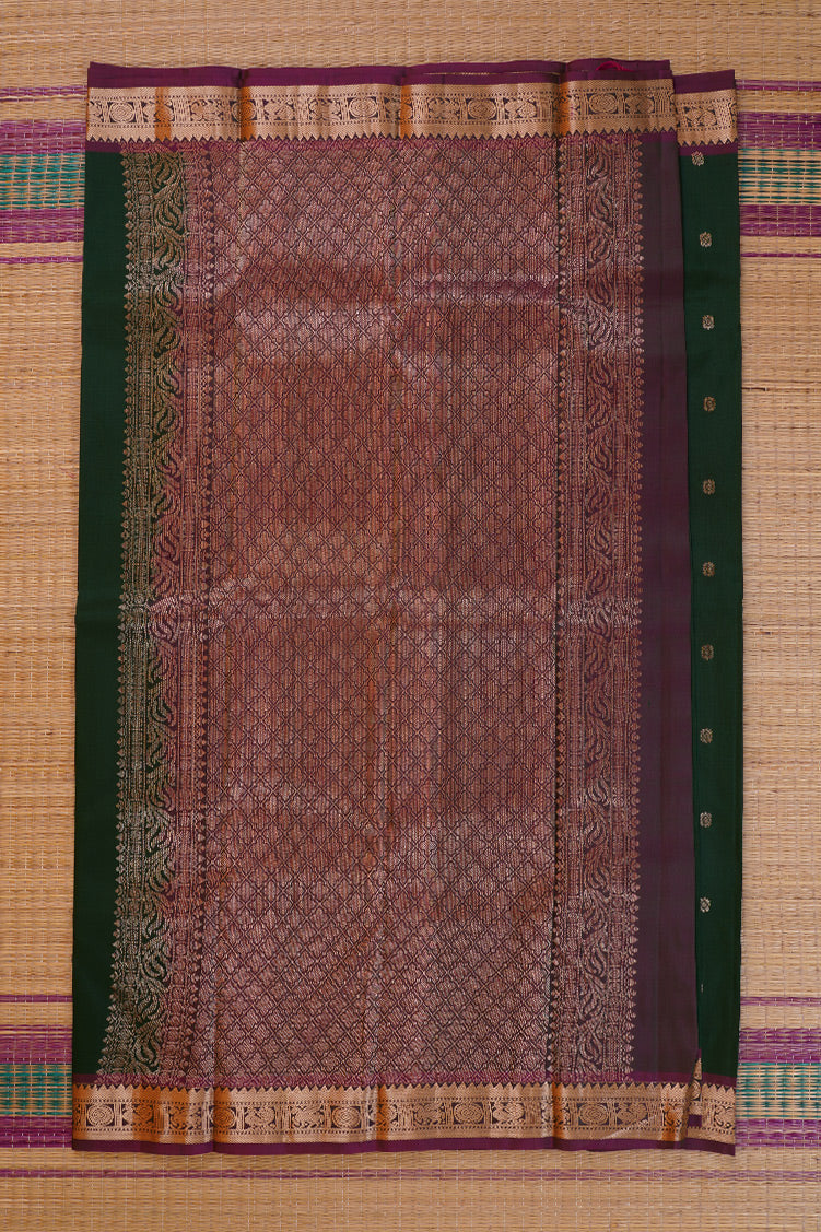 Green with Purple with Kamalam Butta Lightweight Kanchipuram Saree