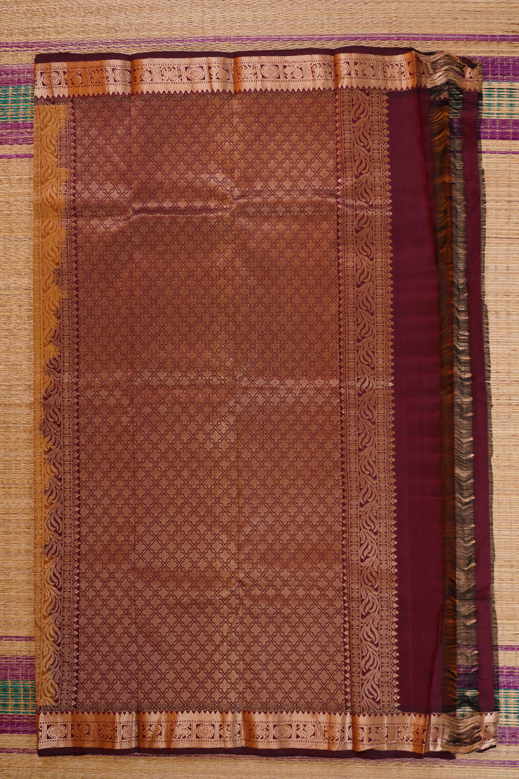 Mustard with Maroon with Butta Lightweight Kanchipuram