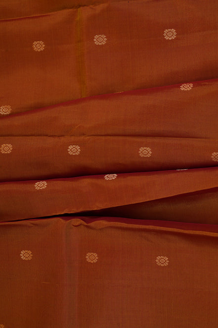 Mustard with Maroon with Butta Lightweight Kanchipuram