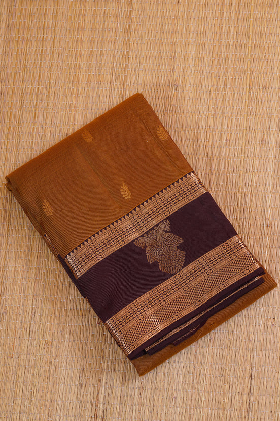 Mustard with Coffee Brown Lightweight Kanchipuram Saree