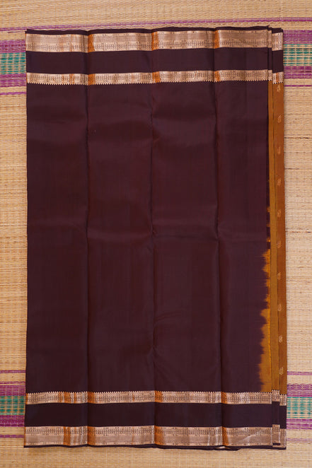 Mustard with Coffee Brown Lightweight Kanchipuram Saree