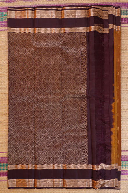 Mustard with Coffee Brown Lightweight Kanchipuram Saree