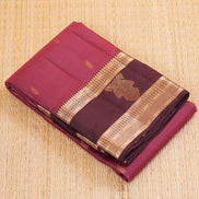 light magenta PInk with Coffee brown Lightweight Kanchipuram