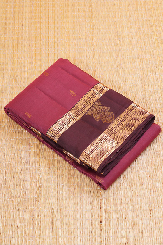 Light Magenta PInk with Coffee Brown Lightweight Kanchipuram Saree